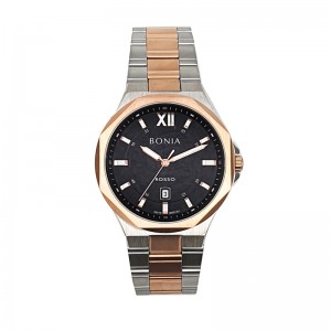 Bonia BNR181-1633 Silver Rosegold Black Man